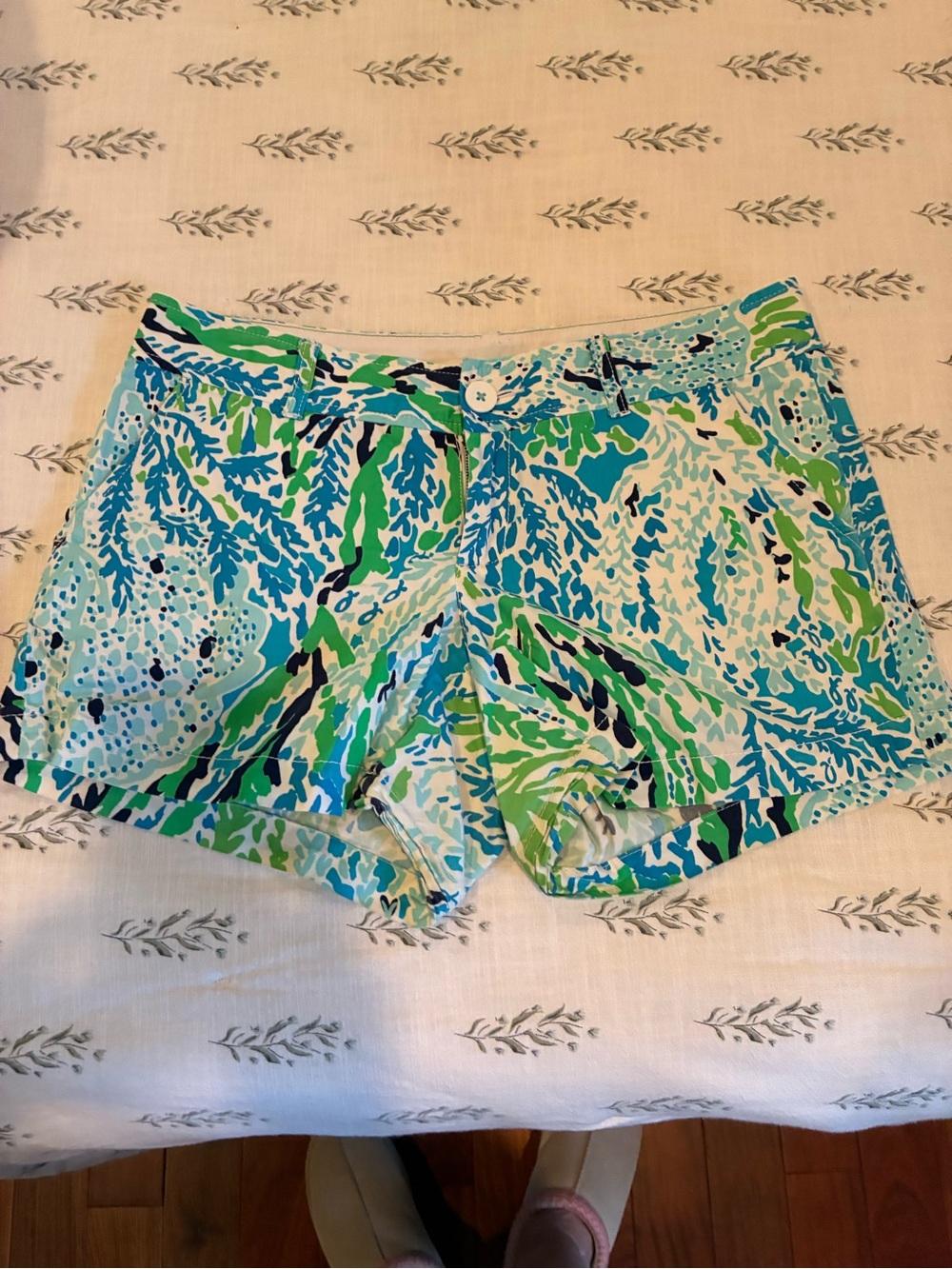Lilly Pulitzer Blue Green Print Cotton Shorts